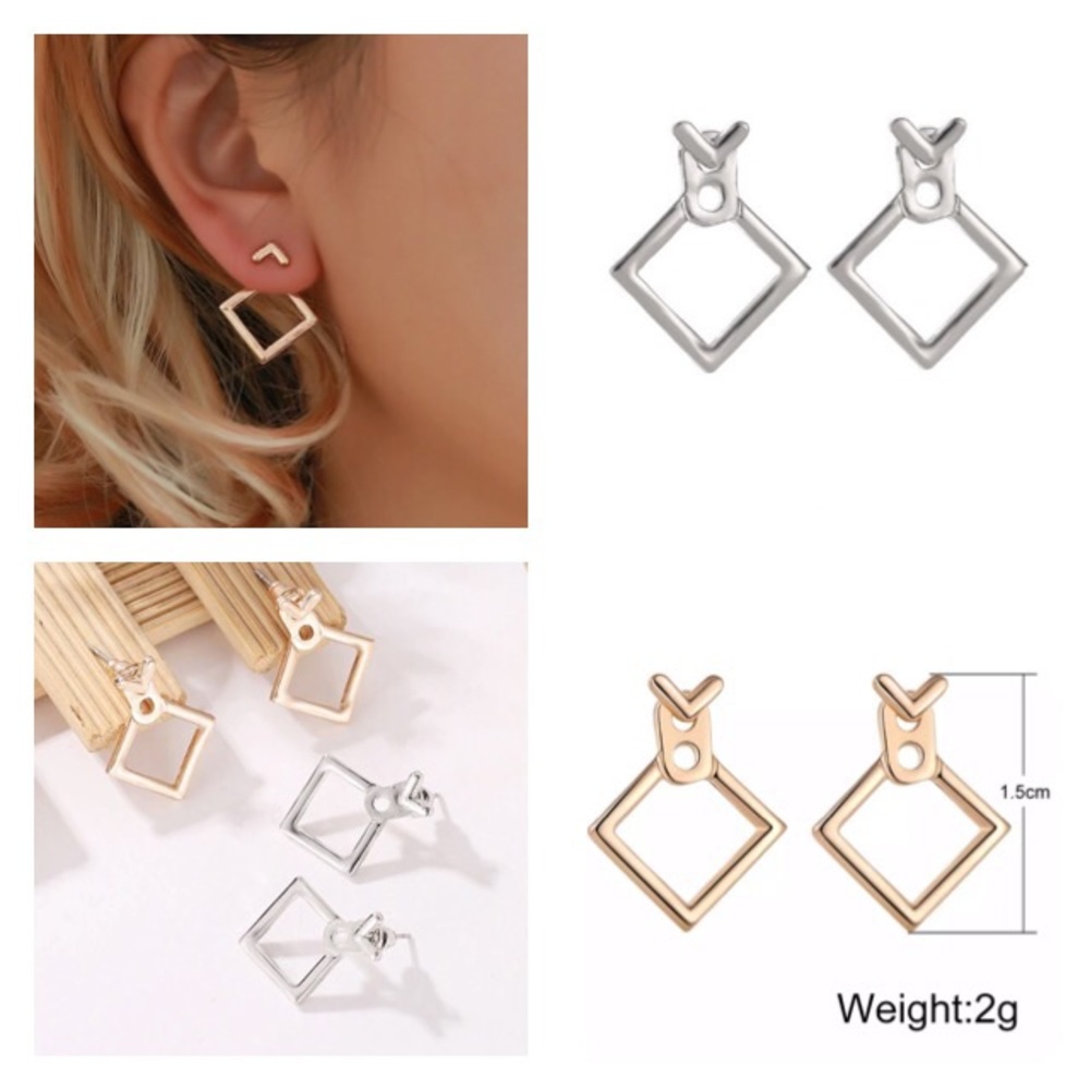 NEW!💙💎MINIMALIST!💛GOLDEN💛V SQUARE💛STUDS!💎💙 - Picture 5 of 8